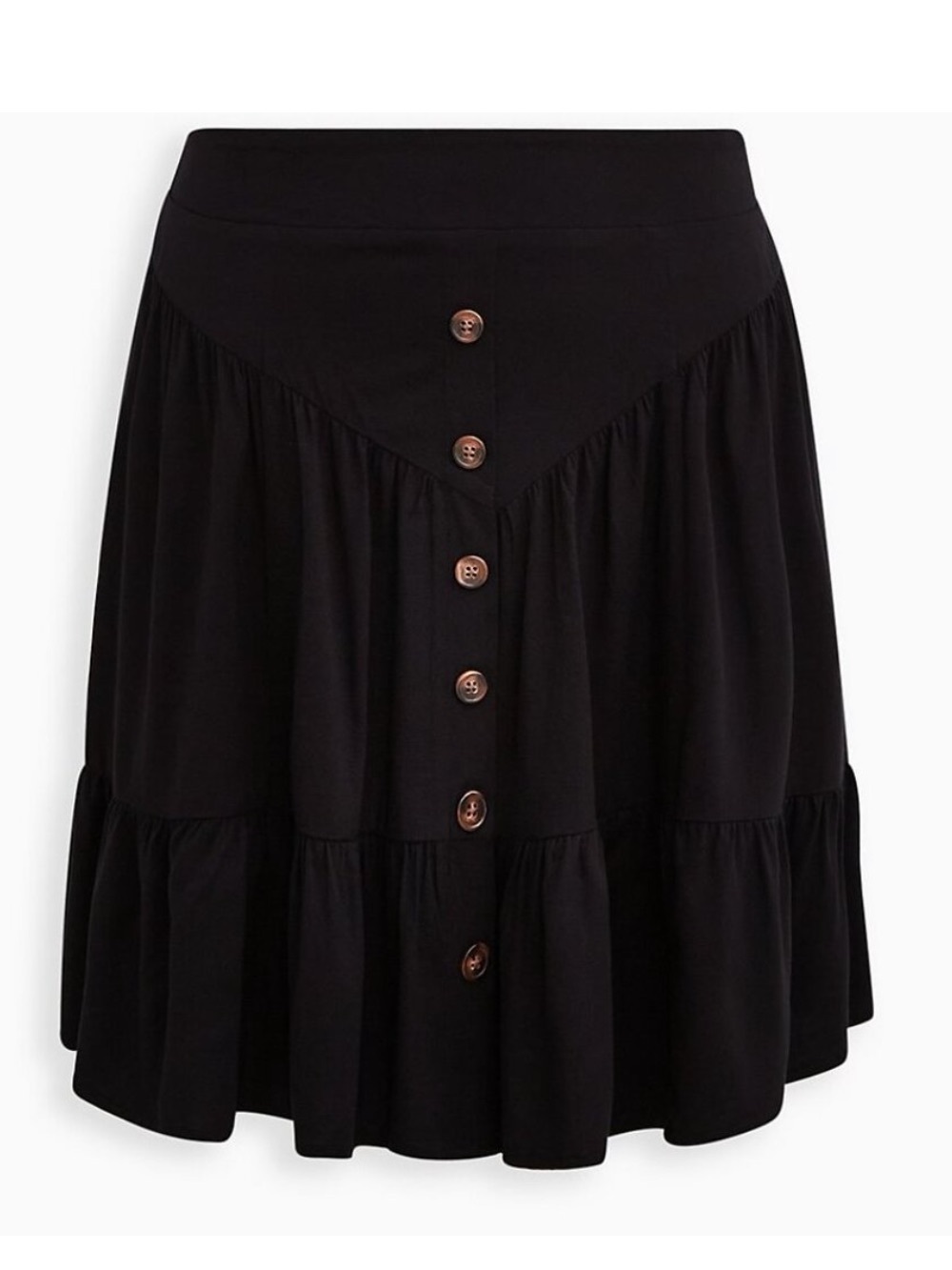 Torrid Black Button-Front Tiered Skirt